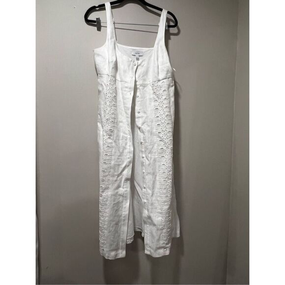 Reiss Women's Ivory Clarice Linen Broderie Midi Dress Size 10 NWOT - Picture 6 of 11